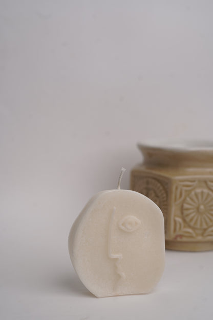 Candle, soy wax, hand made candles, Ivory Collection, Face candle, Face, Amber